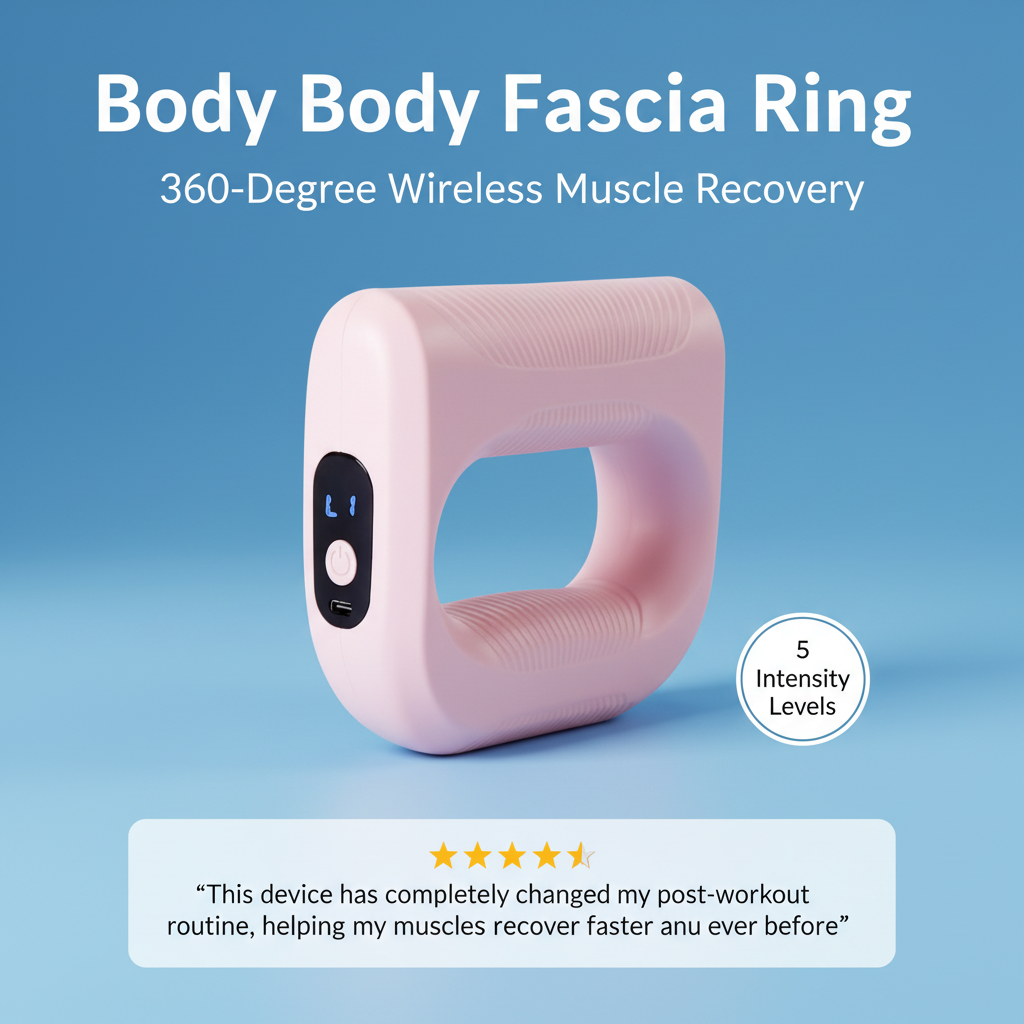 Body Fascia Ring - Wireless Massage Device with Belt - 5 Levels for Abdomen Thighs Hips Neck Shoulders - Fat Burner Women Athletes Elderly