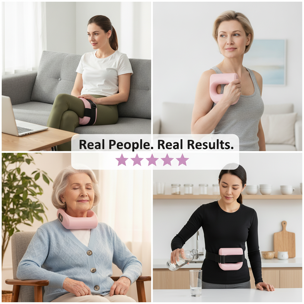 Body Fascia Ring - Wireless Massage Device with Belt - 5 Levels for Abdomen Thighs Hips Neck Shoulders - Fat Burner Women Athletes Elderly